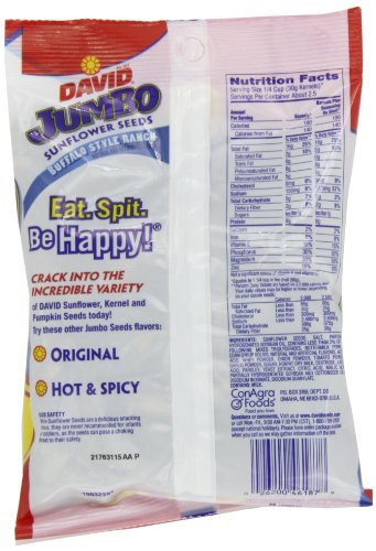DAVID SEEDS Roasted and Salted Original Jumbo Sunflower Seeds, Keto Friendly, 5.25 Oz, 12 Pack
