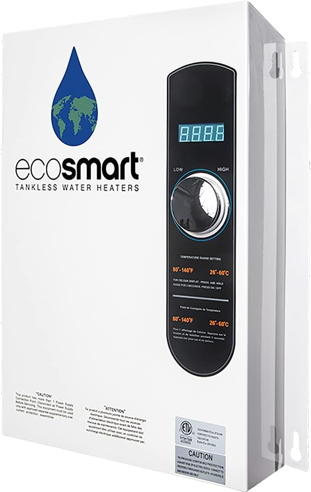 EcoSmart ECO 18 Electric Tankless Water Heater, 18 KW at 240 Volts with Patented Self Modulating Technology , 17 x 14 x 3.5, White