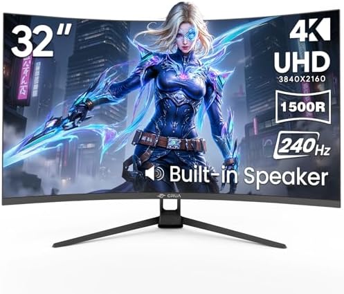 CRUA 34 Inch 21:9 UWQHD 100Hz IPS Ultrawide Curved Monitor, Speakers, White | 120% sRGB, 92% DCI-P3, 1.07B Colors, FreeSync, Blue Light, 3800R, HDMI 2.0, DP 1.4, 100x100 Mount, Office, Editing, Design PC