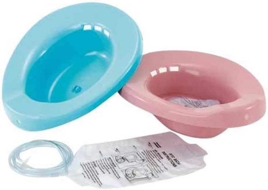 Elongated Sitz Bath for Perineal, Hemorrhoidal, Episiotomy Soak Relief - Loved by Pregnant Postpartum Women and Elderly - Rose Color, 1 Kit