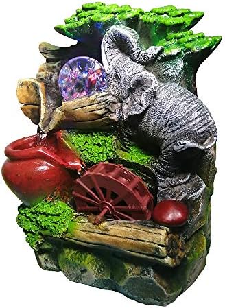 Tabletop Fountain Indoor Small Rockery Desktop Mountain Cascading Waterfalls with Rolling Ball Waterwheel for Gift and Decoration