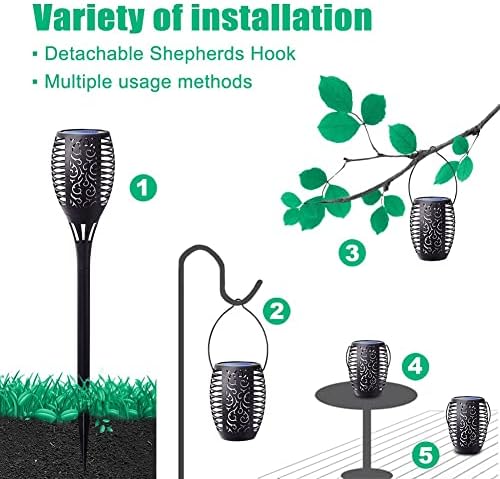 Flickering Flame Solar Torch Lights Outdoor, 3in1 Solar Lantern