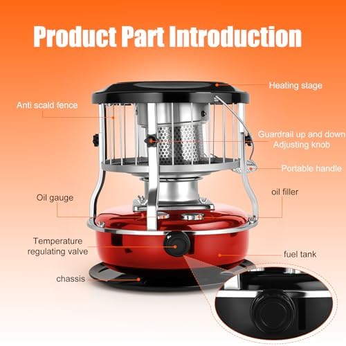 Kerosene Heater - 9000 BTU 2-in-1 Indoor Kerosene Stove, 4.5L Fuel Capacity Portable Outdoor Heater with 21H Burn Time for Camping, Emergency, Garage
