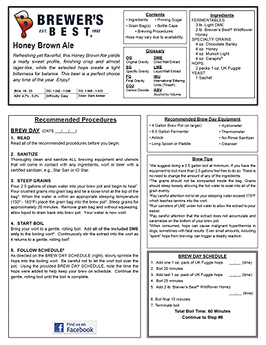 Brewer's Best - 1036 - Home Brew Beer Ingredient Kit (5 gallon), (Honey Brown Ale) Yellow