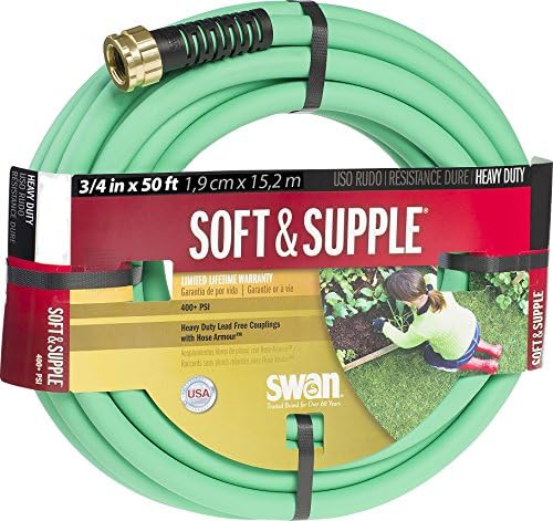 Swan Products SNSS58075 Soft/Supple Easy Coil Heavy Duty Water Hose 75 ft, 5/8" Diameter, Green
