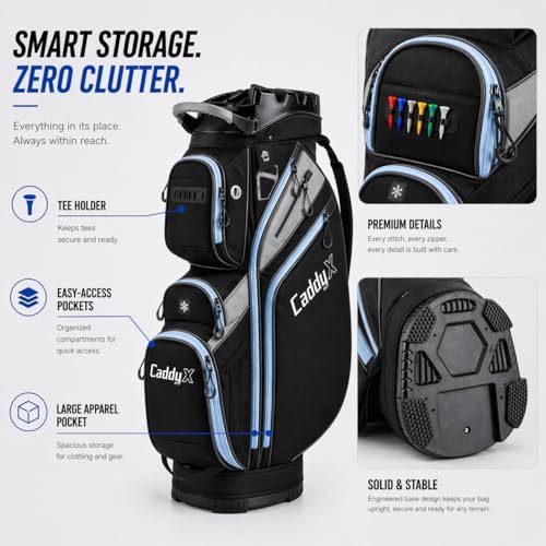 14-Way Golf Cart Bag, Professional Organizer Cart Bag with Anti-Rattle Top