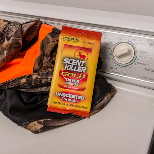Wildlife Research Scent Killer Gold Dryer Sheets (Unscented) 18 Count (Pack of 1)