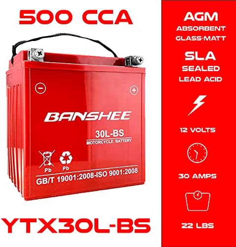 Banshee 500CCA Replacement AGM Motorcycle Battery for Harley Davidson Motorcycle