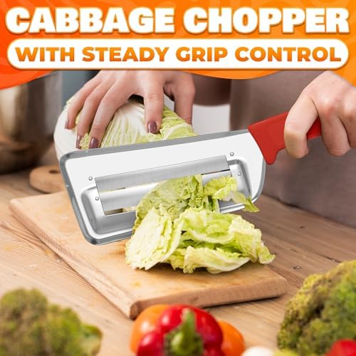 Cabbage Shredder with Dual Blade, 11.8 Inch Stainless Steel Slicer | Cabbage Knife for Faster Coleslaw Prep