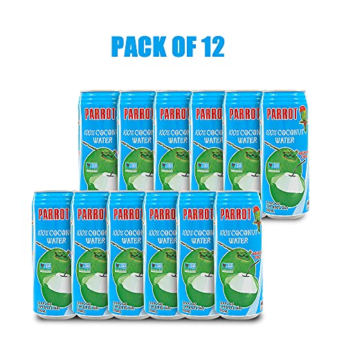 Parrot Brand Coconut Water No Pulp 490ml 16.6 fl. oz.100% Juice Refreshing Coconut Taste Natural Essential Plant Based Non-GMO Electrolytes