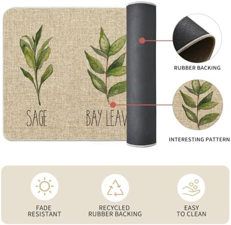 Artoid Mode Parsley Sage Oregano Basil Bay Leaves Decorative Kitchen Mats Set of 2