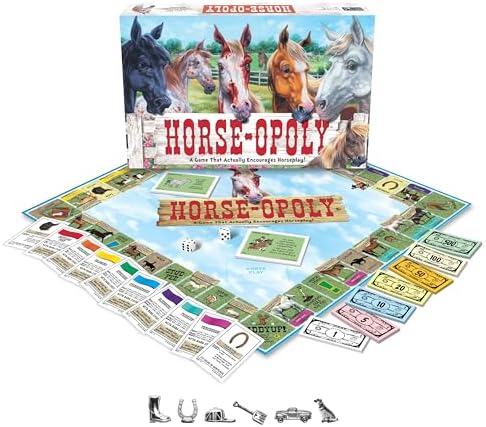 Late for the Sky Horse-Opoly Board Game for Families & Kids, Property Trading Strategy, 2-6 Players, Ages 8+, Educational Horse Breeds