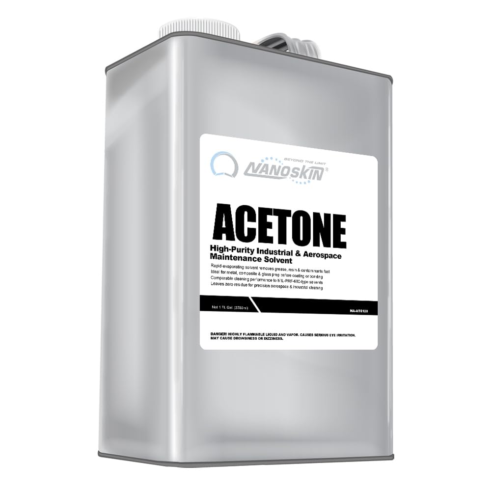 Nanoskin Acetone 1 Gallon – Industrial & Aerospace Grade Solvent Cleaner, Fast-Evaporating Degreaser for Metal, Glass & Composite Surface Prep