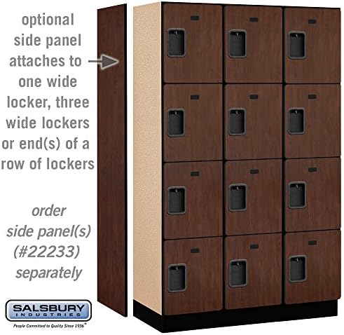 Salsbury Industries 4-Tier Extra Wide Designer Wood Locker with Three Wide Storage Units, 6-Feet High by 18-Inch Deep, Mahogany