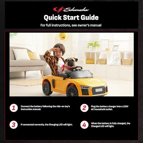 Schumacher Electric Charge 'n Ride Universal Battery Charger and Maintainer for Ride-on Toys, CR1, 2-in-1, Fully Automatic, 3 Amps, 6 Volt, 12 Volt, Use with MotionTrendz, Power Wheels, and Peg Pergo