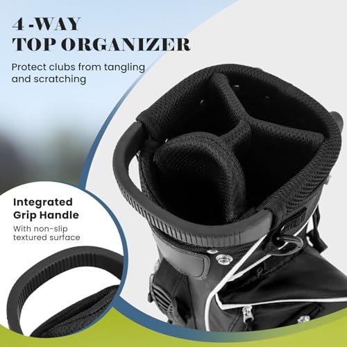 Tangkula Golf Stand Bag, Lightweight Organized Golf Bag, Easy Carry Shoulder Bag with 4 Way Dividers and 4 Pockets for Extra Storage