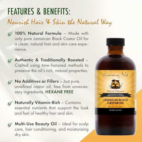 Sunny Isle Jamaican Black Castor Oil 4oz, Original, Authentic | Moisturizing JBCO for Hair Growth, Scalp Care, Edges, Eyebrows & Eyelashes, Conditioning for Dry Skin, Unscented