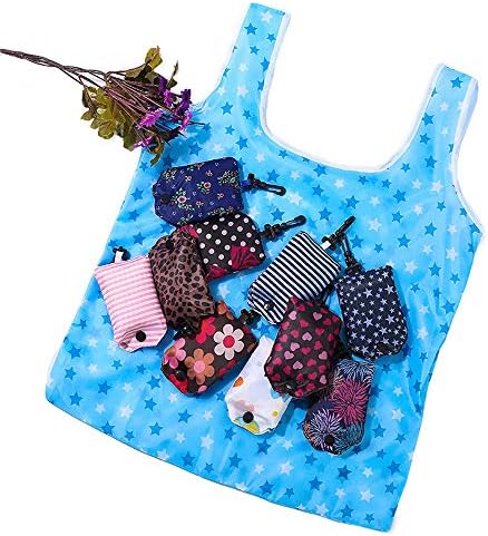 Kaxich Foldable Reusable Grocery Shopping Tote Bags, 6 Pack Eco-friendly Travel Recycle Shopping Bags Folding to fits in Pocket