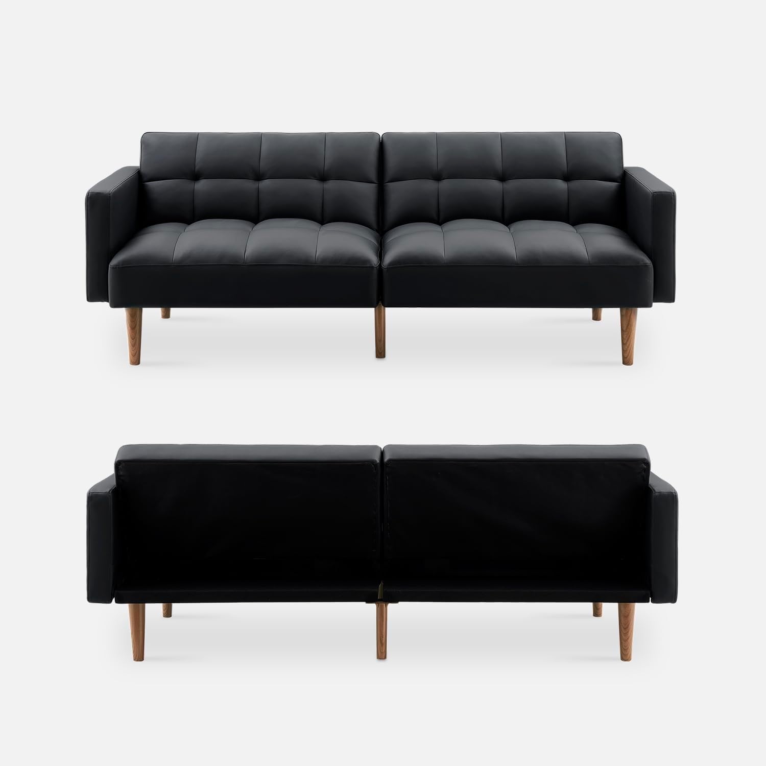 mopio 76.4" Futon Sofa Bed Chevron Styled, Sleeper Couch (Old Rosa Velvet)