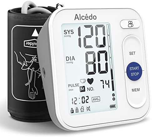 Alcedo Blood Pressure Monitor for Home Use, Upper Arm Cuff BP Machine | Large LCD Screen, Talking Function, 2x120 Memory, Large Cuff (8.7–16.5"), Batteries+USB Cable
