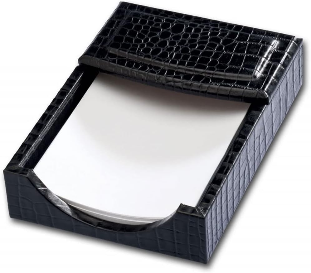 Dacasso Black Crocodile Embossed Leather Desk Set, 10-Piece