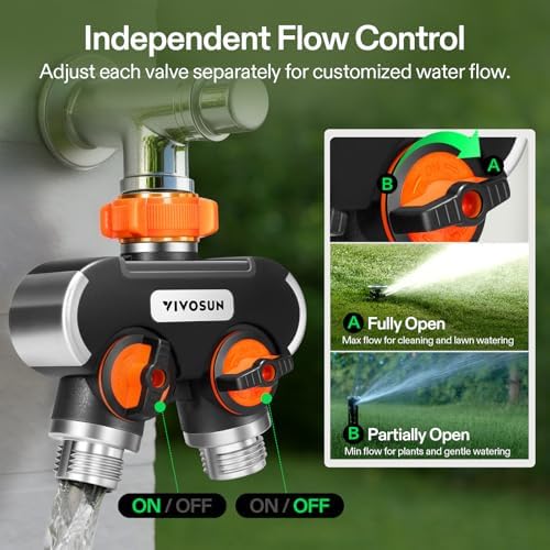 VIVOSUN Garden Hose Splitter 4 Way, Heavy Duty Water Hose Connector 3/4", Water Hose Manifold