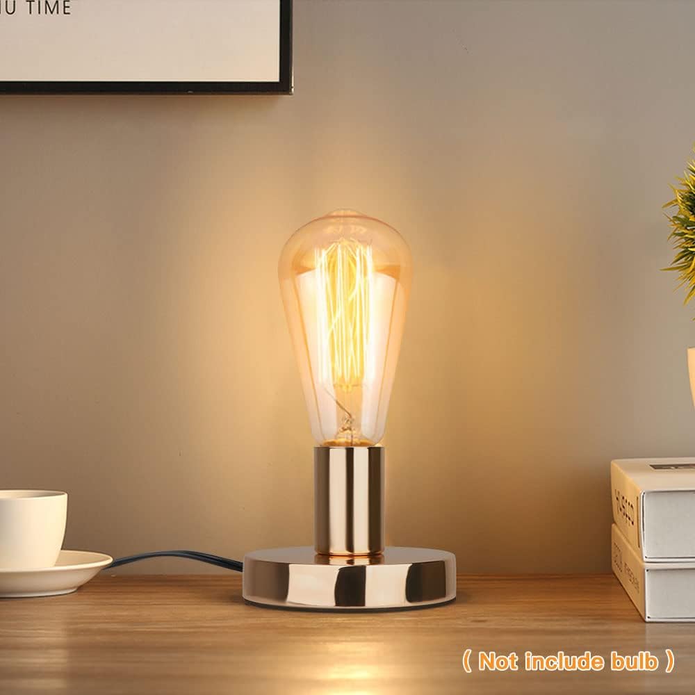 Helunsi Industrial Table Lamp Base, Black E26 E27 Lamp Base Without Shade
