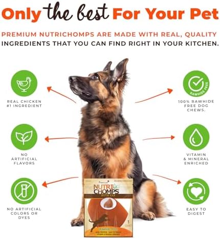 NutriChomps Rawhide-Free Dog Chews, Ear-Shaped, Chicken, 10 Count