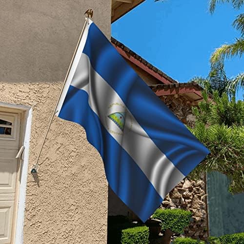 Double Sided Silk Style Flag Of Nicaragua Flag 3x5 FT Outdoor Flags Banners Durable Patio Indoor Decorative Flags Home Party Welcome Flag 3by5 Flag