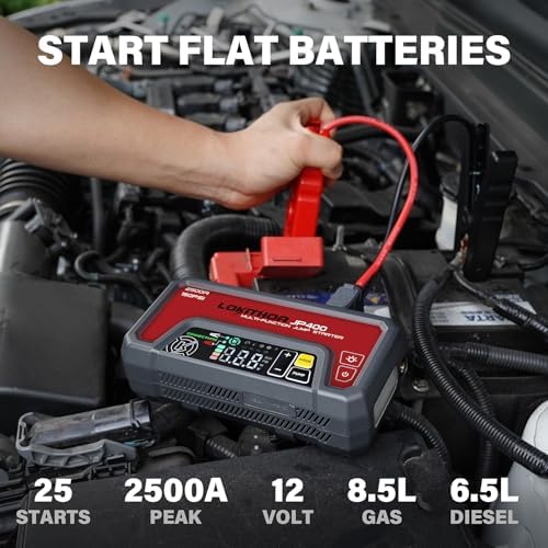 LOKITHOR JP400 Jump Starter with Air Compressor for 8.5L Gas/6.5L Diesel | 2500A 12V Portable Jumper Starter for Car, 150PSI Tire Inflator, 300 Lumen LED Light, Power Bank, ConnectMax, Jumper Cables