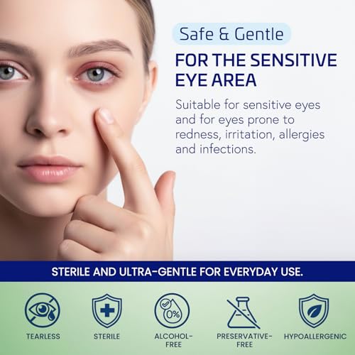Dr. Fischer Eyelid Wipes - Hypoallergenic Preservative-Free Eye Cleansing Wipes for Sensitive Eyelids (Twin Pack).