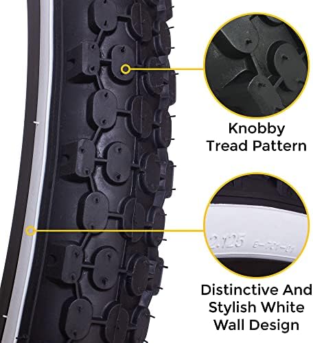 Classic White Wall Tires for Your Cruiser Wheels and Beach Cruiser Bike Accessories. 26 x 2.125 White Wall Bicycle Tires. with or Without Tubes. 1