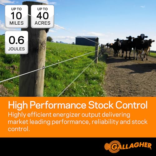 Gallagher M60 Electric Fence Charger | 110V Plug-in Energizer for Up to 20 Acres or 5 Miles | Low-Impedance Fencer for Livestock, Poultry