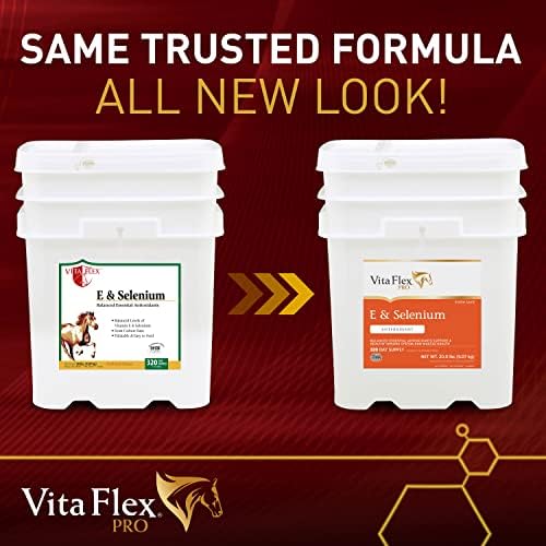 Vita Flex Pro E & Selenium Supplement for Horses, 320-Day Supply | Vitamin E & Selenium Powder, Balanced Antioxidants, Equine Vitamin E Supplement