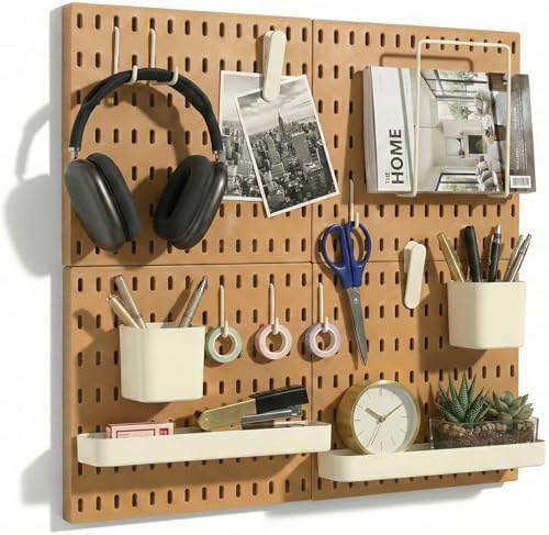 Keepo Peg Board Wall Organizer – Plastic Pegboard Panels, Modular Peg Board Storage System For Home Office, Craft Room, Gaming Setup (White