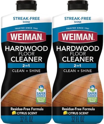 Weiman Hardwood Floor Cleaner for Finished Hardwood, Engineered Flooring, Vinyl & Laminate Surfaces - Streak-Free Shine, No Residue - 32 oz (2 PACK)