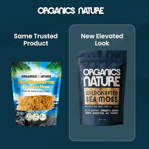 ORGANICS NATURE Raw Sea Moss, Irish Wildcrafted, Sun Dried, St Lucia, 4 Oz
