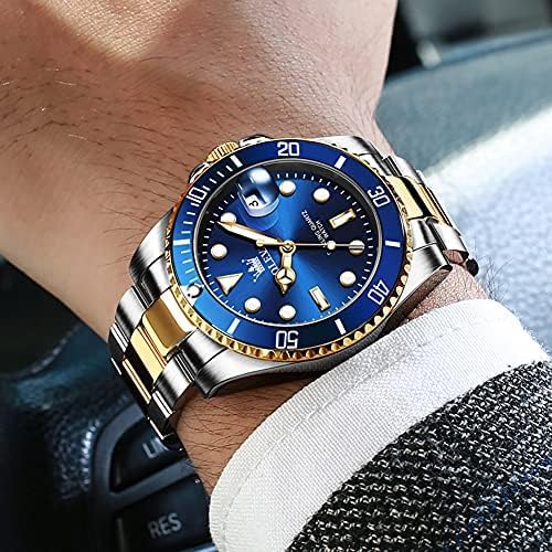 OLEVS Watches for Men,Classic Luxury Big Face Men Watches, Silver Dress Stainless Steel Men Wrist Watch with Luminous Analog Relojes para Hombres