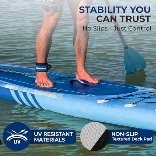 SereneLife 10’6” Inflatable Stand Up Paddle Board with Premium SUP Accessories - 32” Wide Stable Design with Non-Slip EVA Deck Pad