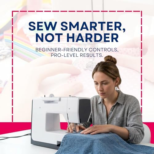 Bernette B37 Computerized Sewing Machine with LCD Display | Advanced Sewing & Quilting | 50 Stitches, One-Step Buttonhole, Automatic Needle Threader