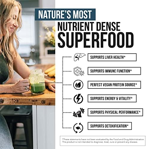 Organic Spirulina Powder – Made with Parry® Spirulina, Known for Superior Purity and Nutrient Density – Vegan Farming – Non-Irradiated – Blue-Green Algae Superfood Supplement – 75 Servings – 8 oz