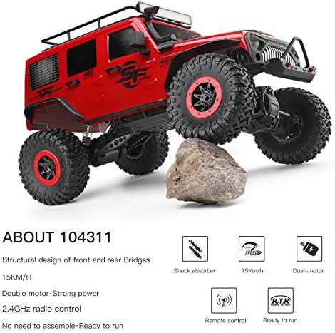 GoolRC WLtoys 104311 RC Car, 1/10 Scale 4WD 2.4Ghz Remote Control Car, Brushed Motor Off-Road Crawler Car RTR for and Adults