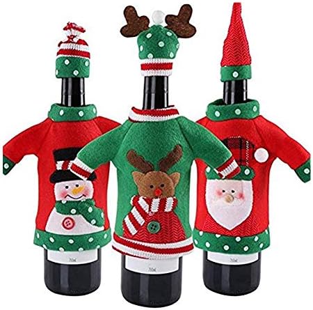 Ugly Christmas Sweater Wine Bottle Cover Set
