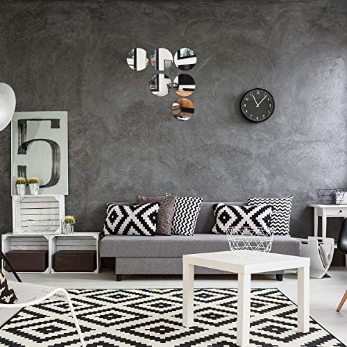 Aneco Acrylic Round Mirrors Non Glass Round Mirror Plate Self Adhesive Mirror Stickers for Home Wall Decor or Wedding Table Centerpiece