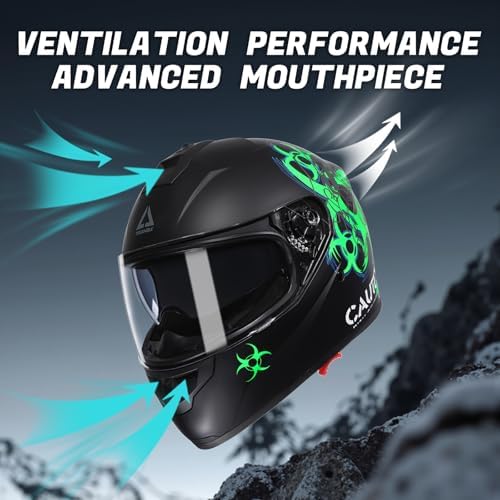 TRIANGLE Full Face Dual Visor Motorcycle Helmet, DOT Approved for Adults | High-Impact Street Bike Headwear with Smoked Inner Shield, Fast Buckle Strap & Breathable Comfort Padding for street riding