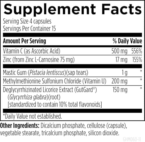 Designs for Health GastroMend HP - Gut Health Supplements - Gut Mucosa Support with Mastic Gum + DGL Licorice + 'Vitamin U' - May Help Occasional