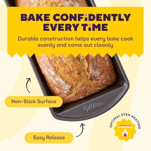 Wilton Gold Non-Stick Loaf Pan, Made Without PFAS, 9 x 5 in. | Non-Stick Steel with Scratch-Resistant Coating, Resists Warping & Extended Handles