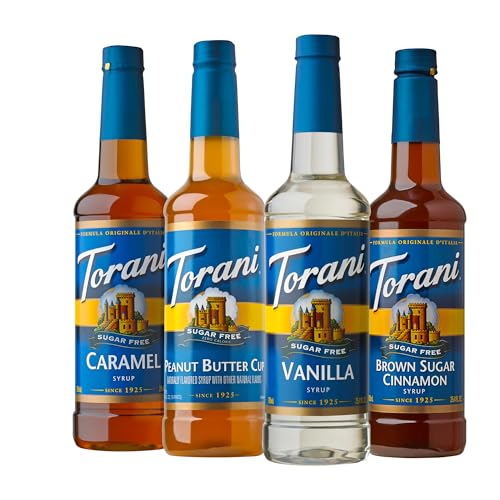 Torani Sugar Free Drink Syrup Soda Flavors Variety Pack, 25.4 fl oz, 4 Pack