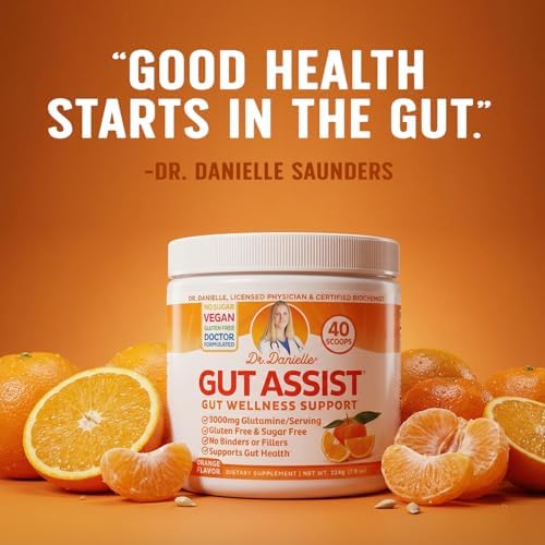 Gut Assist Leaky Gut Support Powder | 40-Servings with L-Glutamine, Arabinogalactan, Licorice Extract