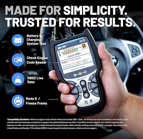 Innova 5210 OBD2 Scanner & Engine Code Reader, Battery Tester, Live Data, Oil Reset, Car Diagnostic Tool for Most Vehicles